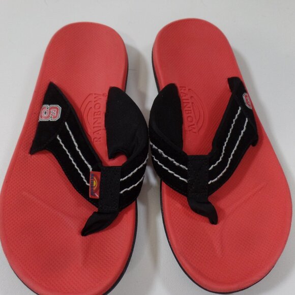 Rainbow NC State Men’s Sz 8 Red & Black- Sandals  Flip Flops - Picture 1 of 4
